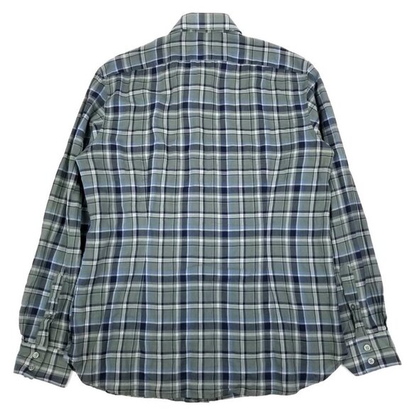 John Varvatos Green Plaid Lightweight Long Sleeve Button Down Shirt Mens Medium - Picture 4 of 8